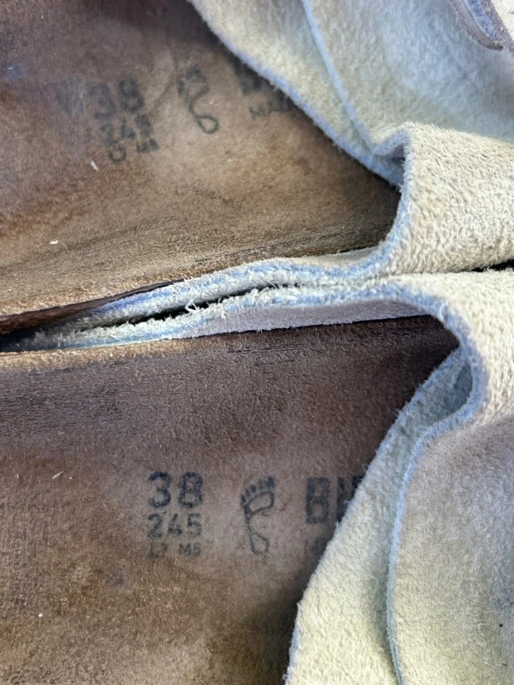 Birkenstock Kyoto Cream Suede Cross-Strap Slide Sandals size 7(38)